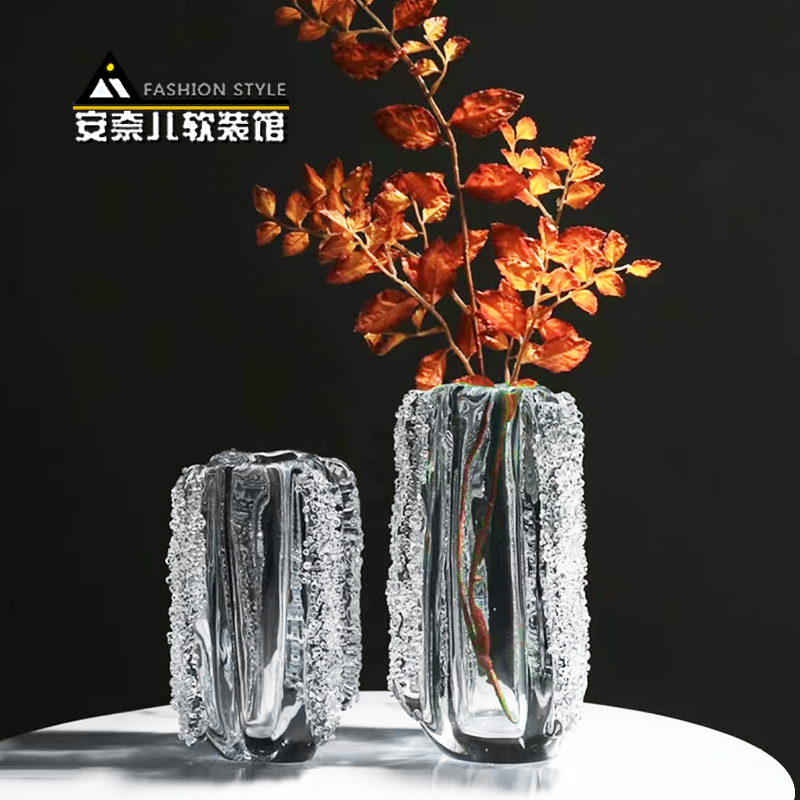 高品质加厚琉璃花瓶现代轻奢水晶花器家居客厅餐桌样板房软装摆件