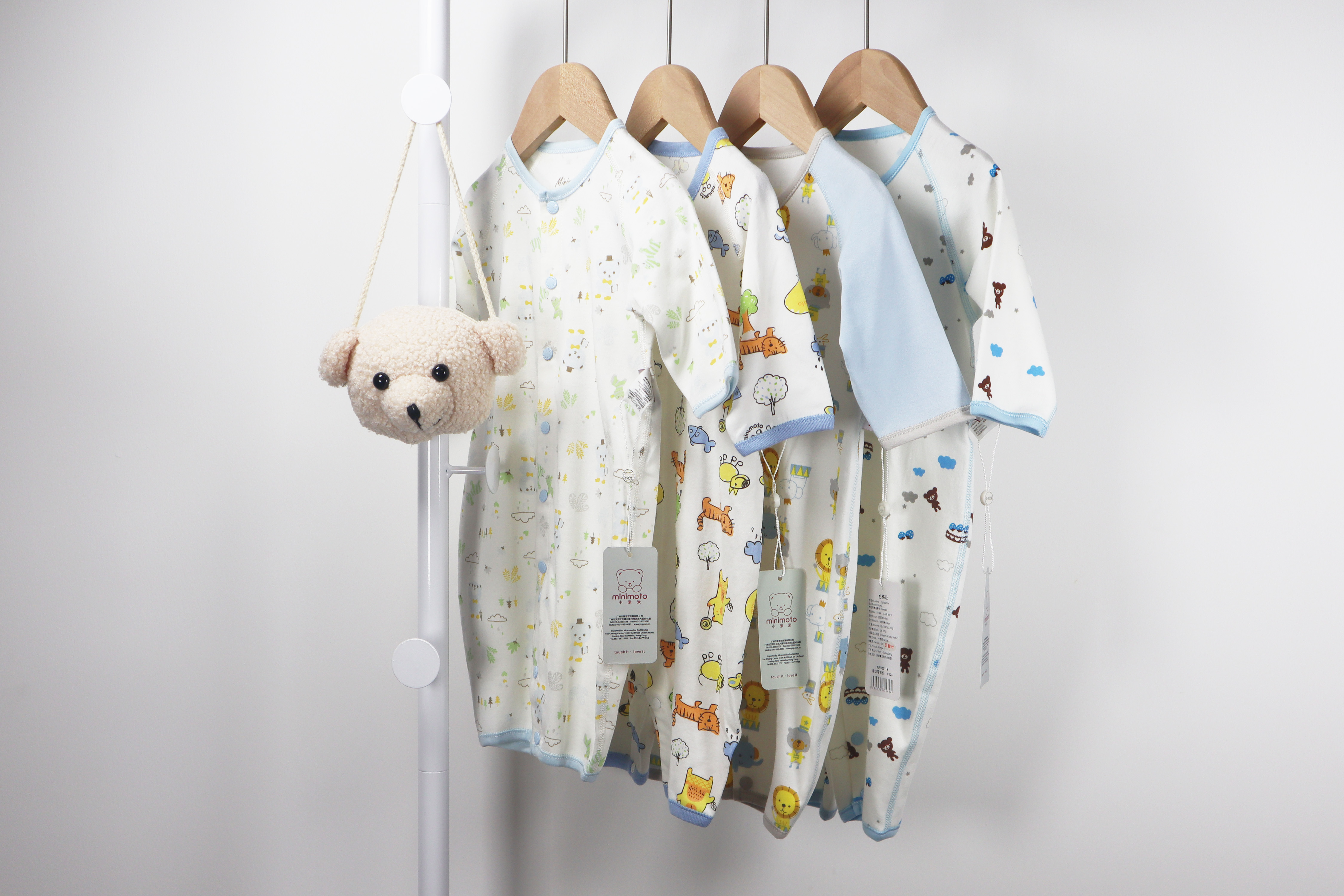 小米家宝宝卡通动物园童趣连体衣婴儿纯棉舒适爬行服