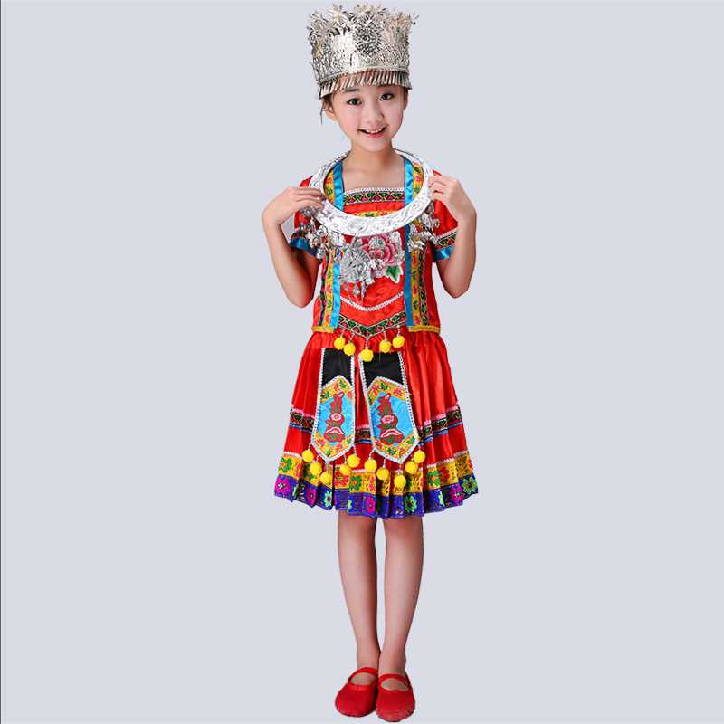 元旦儿童演出服少数民族广西壮族彝族服装男童女童苗族舞蹈表演服