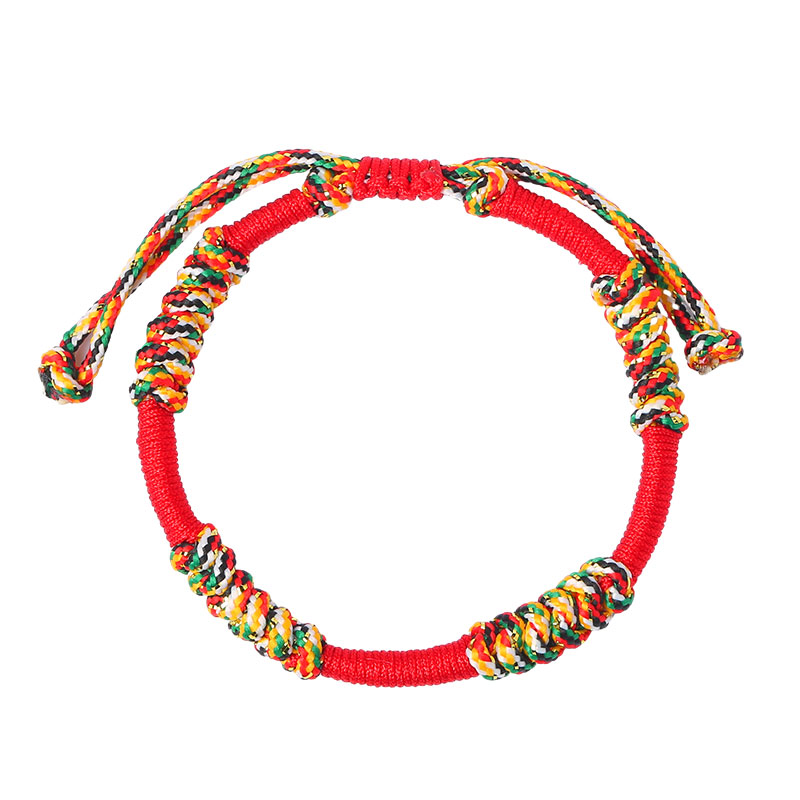 极速普陀山端午节手绳五彩绳古法手工编织成人婴儿儿童款红绳手链
