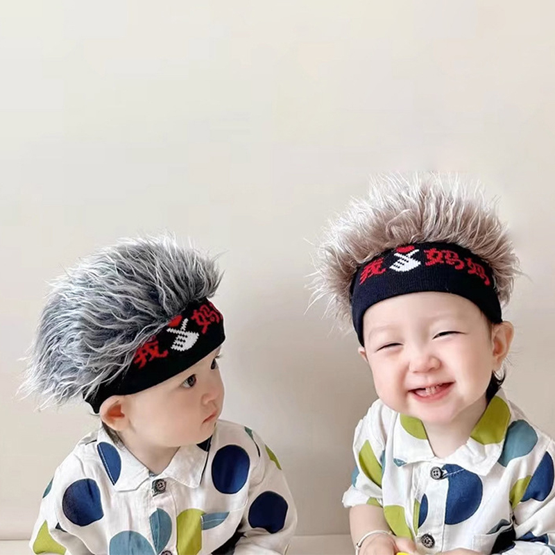 韩国婴儿帽子ins秋冬爆炸头可爱毛线泡面头萌保暖男宝宝假发帽