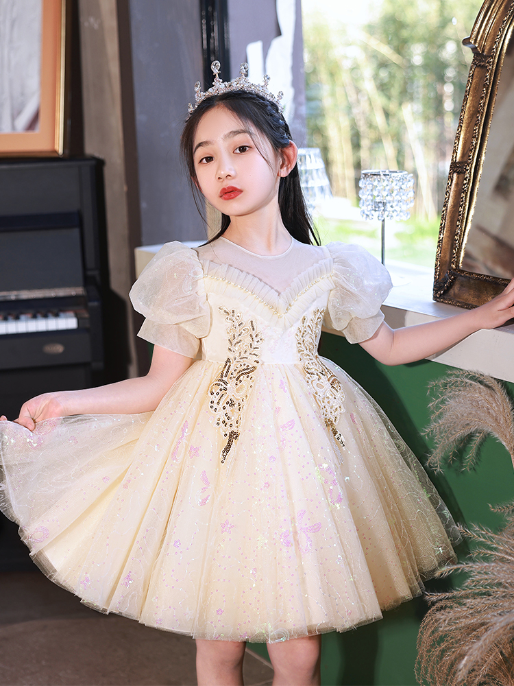 女童公主裙婚纱高端礼服六一儿童演出服蓬蓬裙小女孩花童婚礼裙子