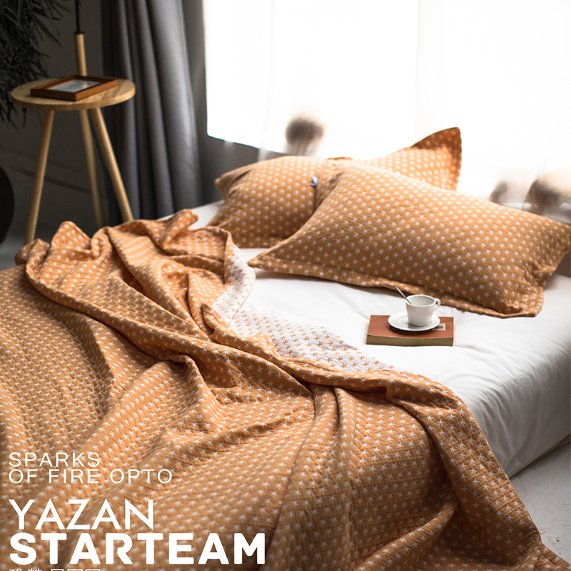 雅赞 褶皱星星纯棉三层纱布双人床单盖毯空调毯四季可用可铺可盖