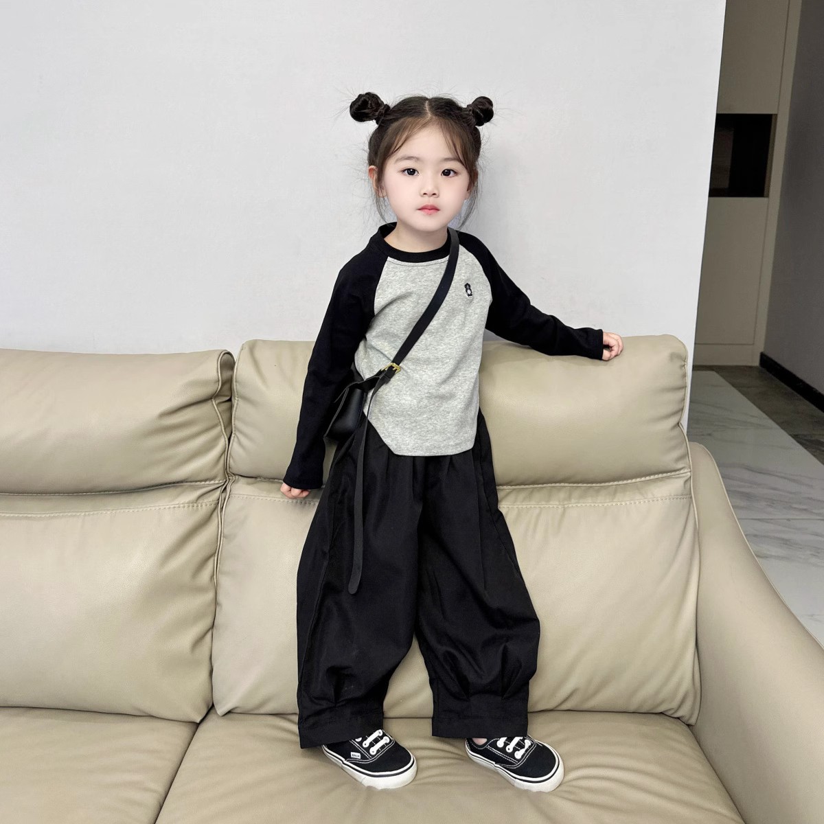 韩国童装2024新款女童春装套装女宝洋气韩版长袖t恤南瓜裤两件套