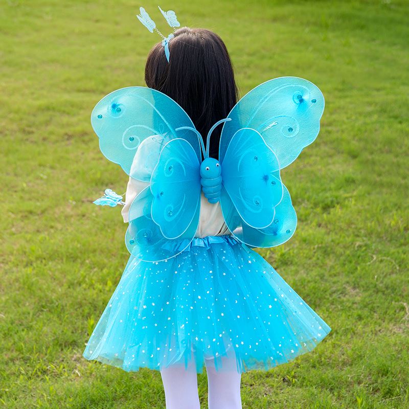 天使蝴蝶翅膀背饰儿童小女孩背的发光道具女童网红精灵仙女棒玩具