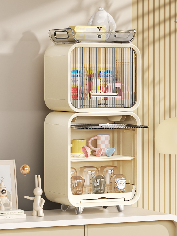 婴儿奶瓶沥水架防尘带盖宝宝碗筷辅食工具晾干柜收纳箱水杯置物架