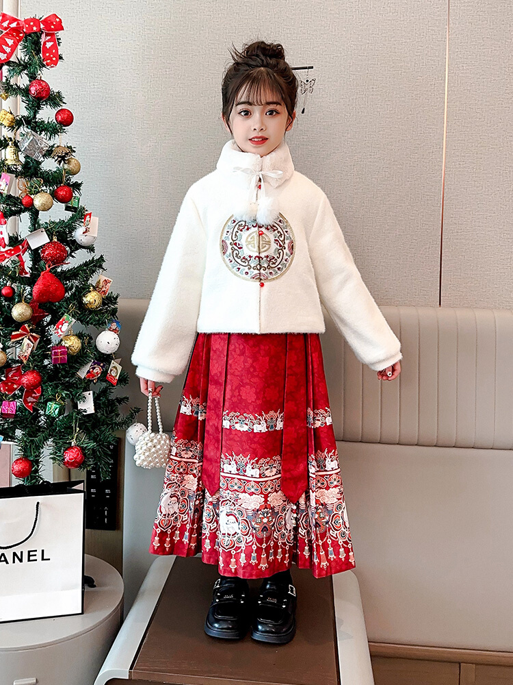 新年女童马面裙中国风唐装新款年服公主裙超仙连衣裙儿童加绒秋冬
