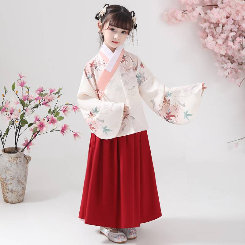 女童古装汉服明朝古代中国风幼儿童小女孩N古筝套装古诗朗诵服装