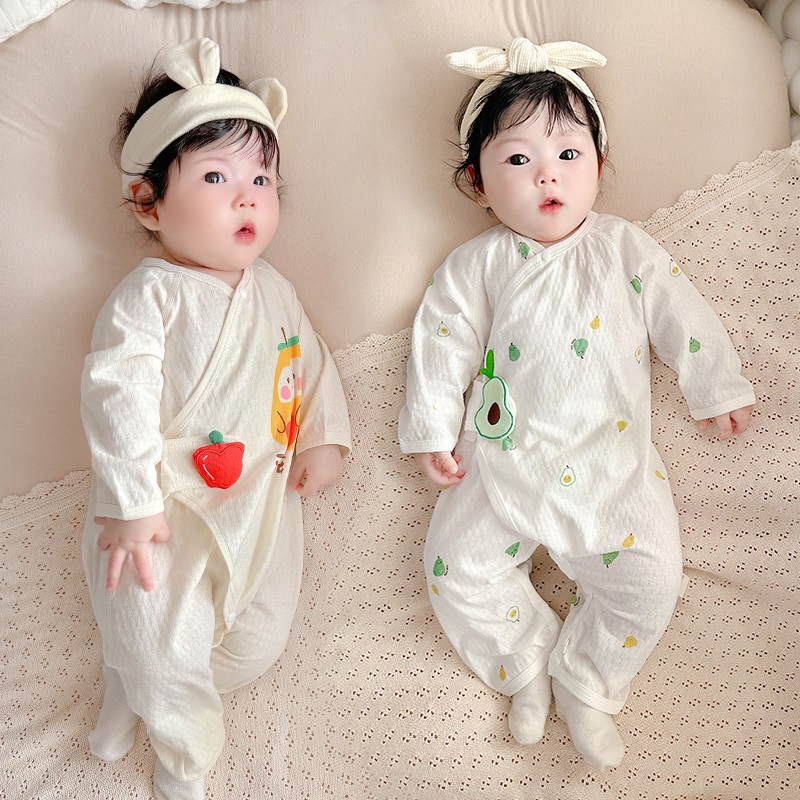 新生儿衣服夏季婴儿长袖连体衣宝宝空调服睡衣宝宝夏装0-3个月2月