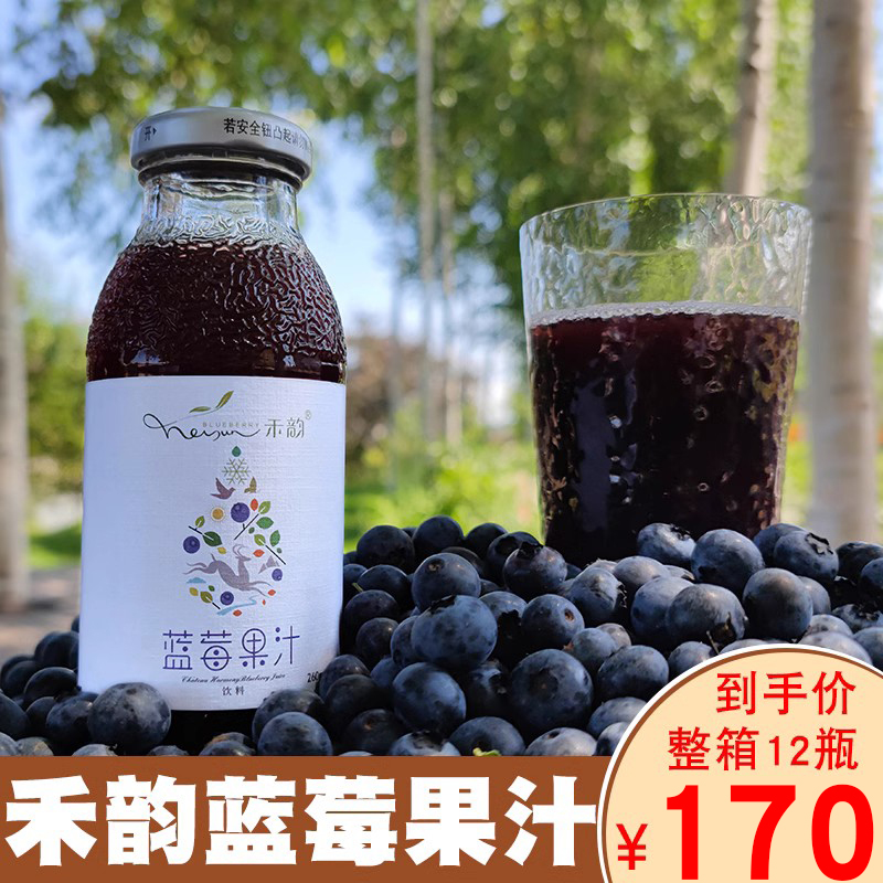 通化县禾韵蓝莓汁果汁85%浓度高整箱12瓶产地发货央视生财有道