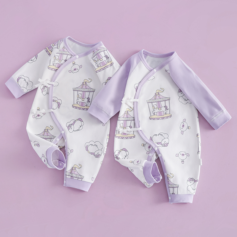 2件装 新生婴儿儿衣服纯棉早产儿和尚服男女宝宝连体衣秋装哈衣潮