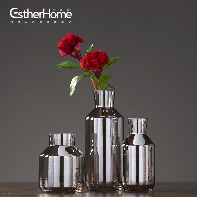 现代简约美式插花花瓶 创意家居客厅餐厅水培花器 样板间软装配饰