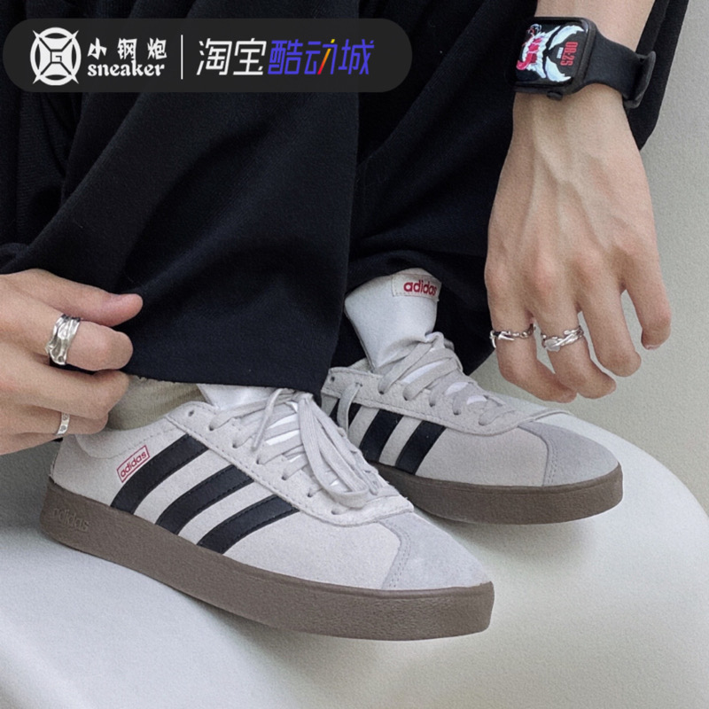 Adidas neo VLcourt灰色减震防滑耐磨低帮男女同款休闲板鞋HQ1802