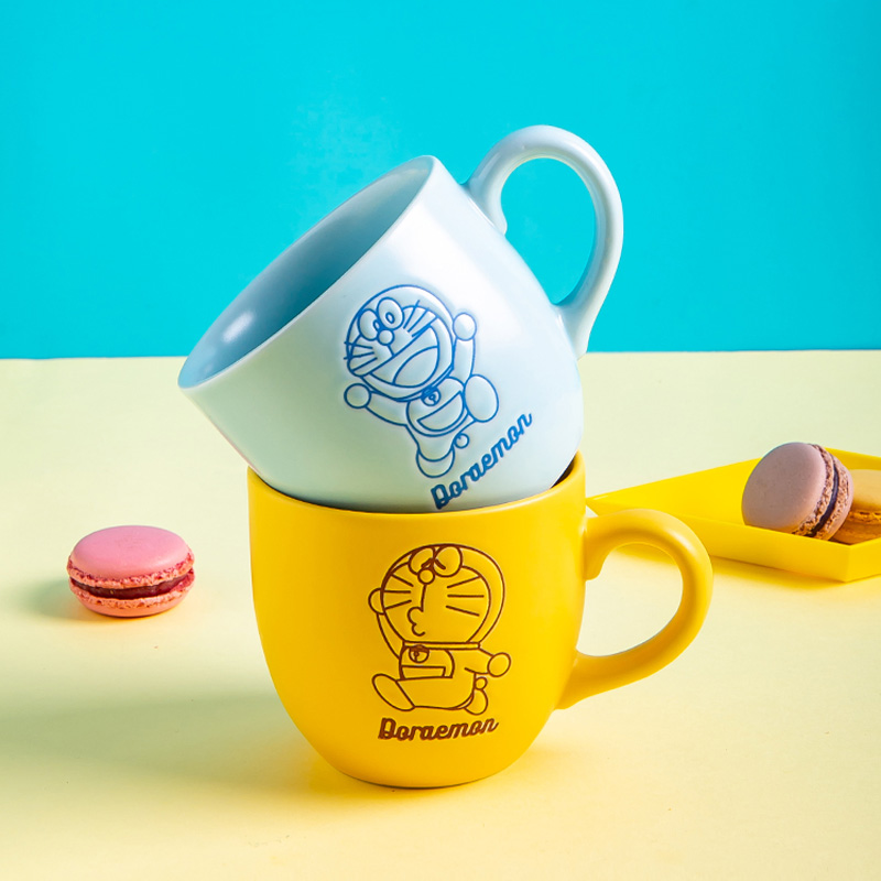 哆啦A梦可爱卡通马克杯儿童牛奶早餐杯情侣对杯咖啡杯蓝胖子水杯