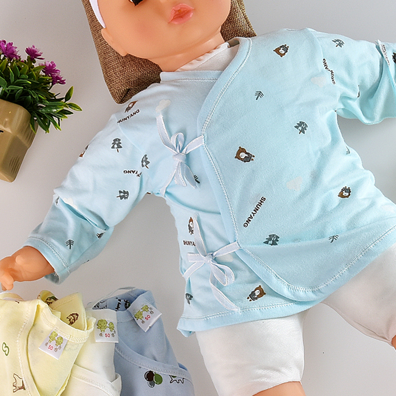 宝宝内衣婴儿衣服纯棉和尚衫薄款新生儿上衣0-3个月1斜襟系带哈衣