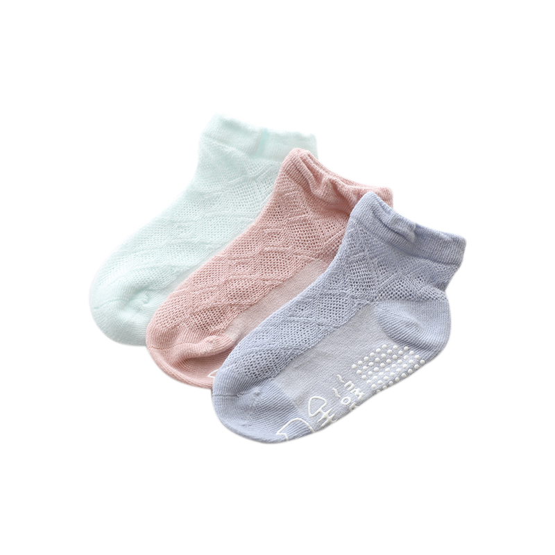 宝宝袜子夏季网眼薄款纯棉婴儿松口袜男女童学步防滑袜0-1-3-5岁
