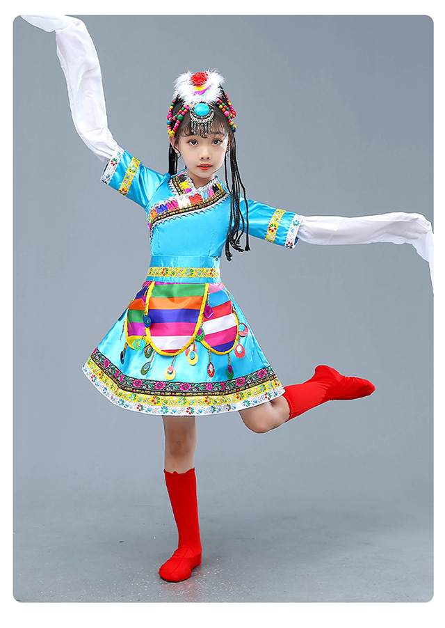 高档六一儿童藏族演出服装演出服水袖少儿少数民族舞台表演服饰男