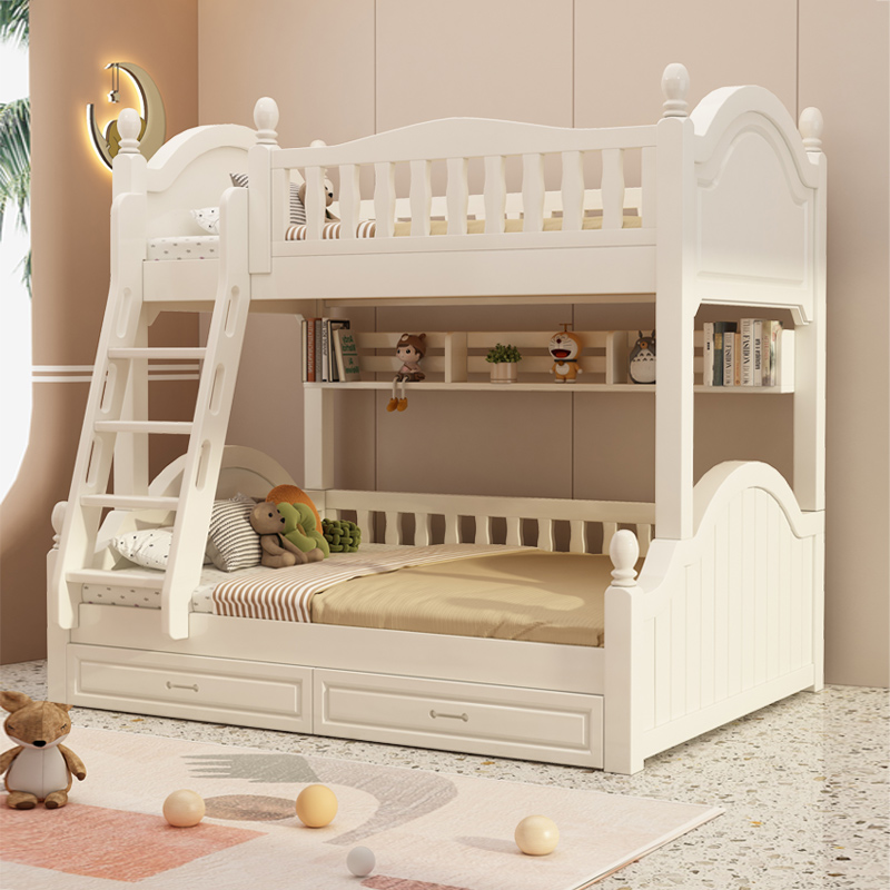 樱桃木上下床双层床成人上下铺儿童床白色小户型卧室高低床子母床