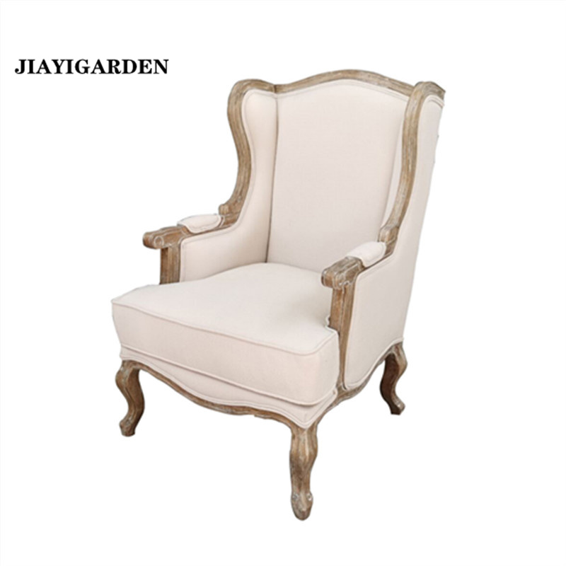 美法式乡村北欧现代简约橡实木单人老虎椅小户型组合布艺羽绒沙发