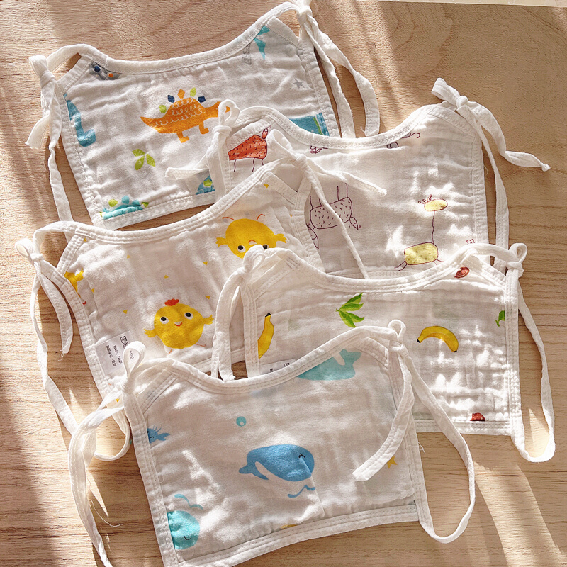 5条装夏季薄款宝宝围兜绑带式婴儿口水巾吸水围嘴纯棉纱布口水兜