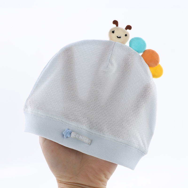 婴儿帽子夏天薄款0-3-6个月新生儿胎帽单层透气纯棉初生男女宝宝