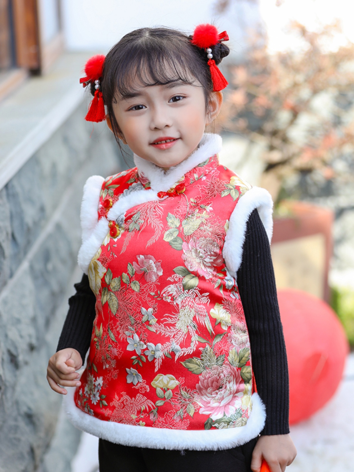 【现货速发】儿童唐装马甲女宝拜年新中式国风年服演出汉服棉背心