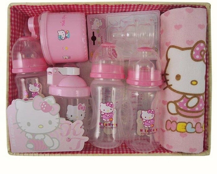 台湾制三丽欧kitty月礼盒组奶瓶 附礼物袋 送礼自用 食品级硅胶