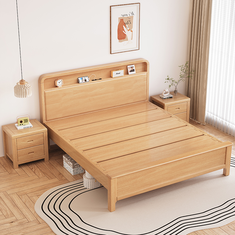 榉木实木床工厂直销1.8米1.5米主卧双人床北欧1.2米1.35米儿童床