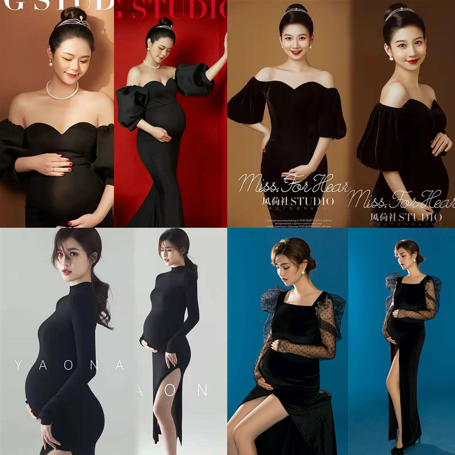 孕妇摄影服装新款黑色时尚影楼孕妇装时尚个性写真拍照片写真服装
