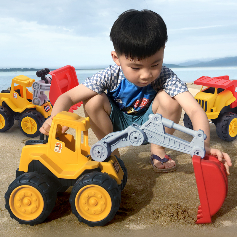 耐摔儿童沙滩玩具车大号工程车推土机挖掘机铲车翻斗卡车模型男孩