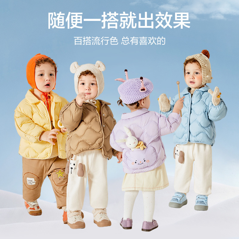 婴儿羽绒服宝宝冬装儿童上衣造型潮2023新款男童女童白鸭绒外套