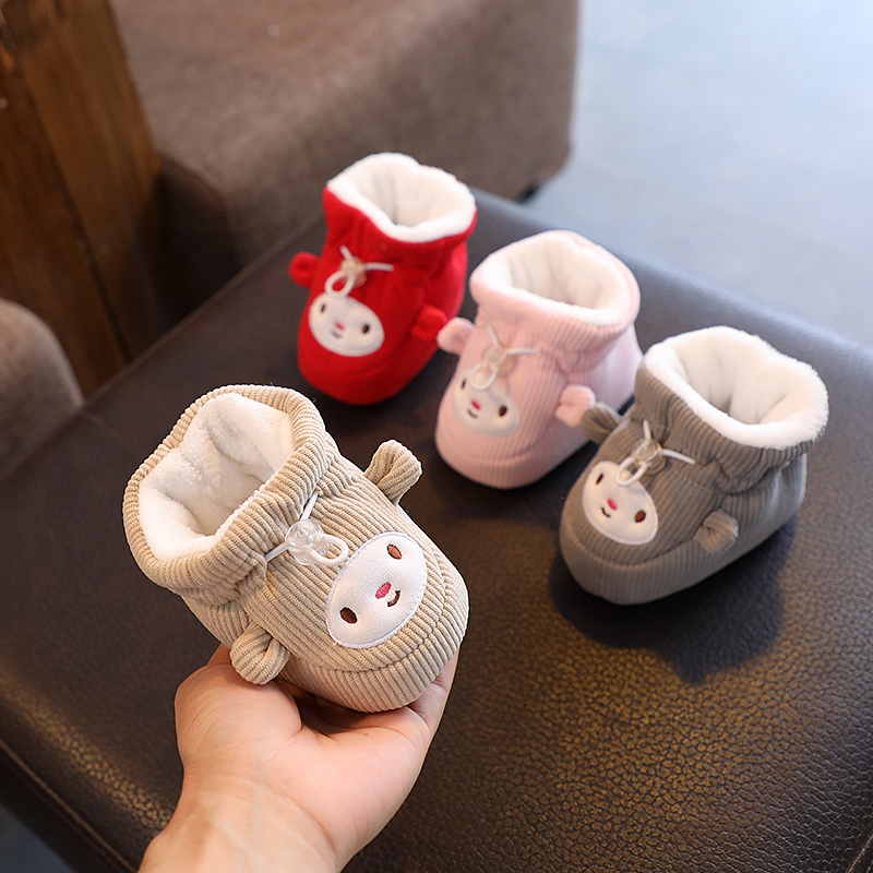 推荐秋冬季新生儿加绒加厚婴儿鞋袜软底不掉学步鞋0一1岁男女宝宝