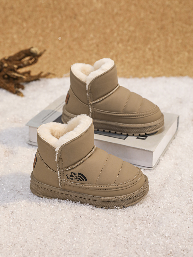儿童雪地靴男童冬季2023新款加绒加厚棉鞋中大童防水男孩面包短靴