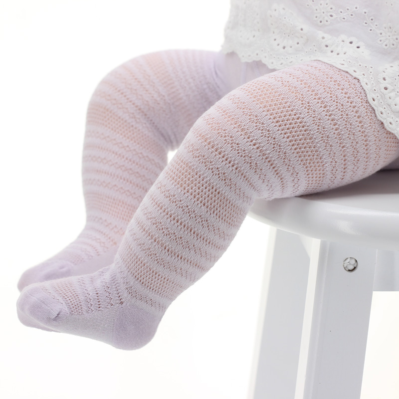 婴儿连裤袜纯棉夏季超薄儿童女童白打底裤宝宝防蚊袜网眼连体袜子