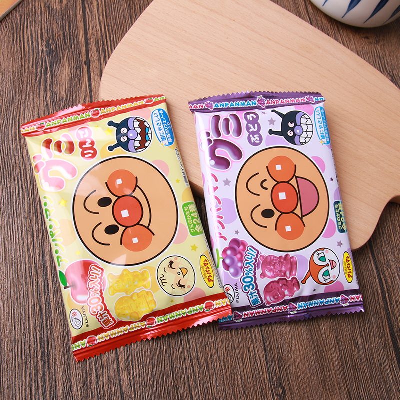 日本进口面包超人防蛀牙果汁软糖卡通造型护齿儿童QQ糖19g6粒入