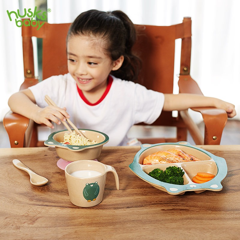 稻壳婴儿辅食碗儿童吃饭碗吸盘碗防摔防烫不含塑料宝宝餐具