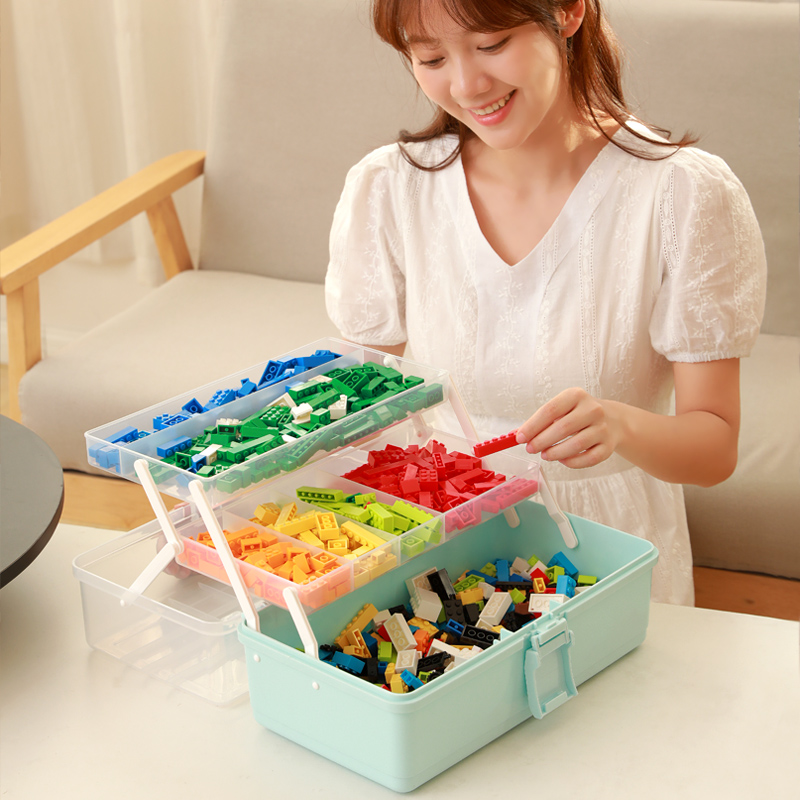 玩具收纳盒儿童乐高拼装积木颗粒储物箱塑料透明盒子小号手提整理