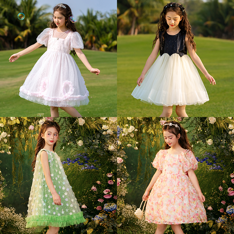 【活动】女童连衣裙2024夏季新款洋气时尚高级感公主裙儿童背心裙