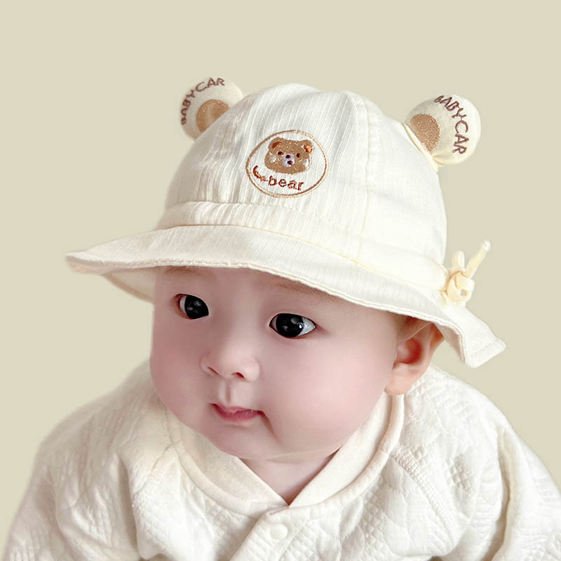 婴儿帽子春秋款可爱小男孩遮阳帽夏季可调节新生儿男女宝宝渔夫帽