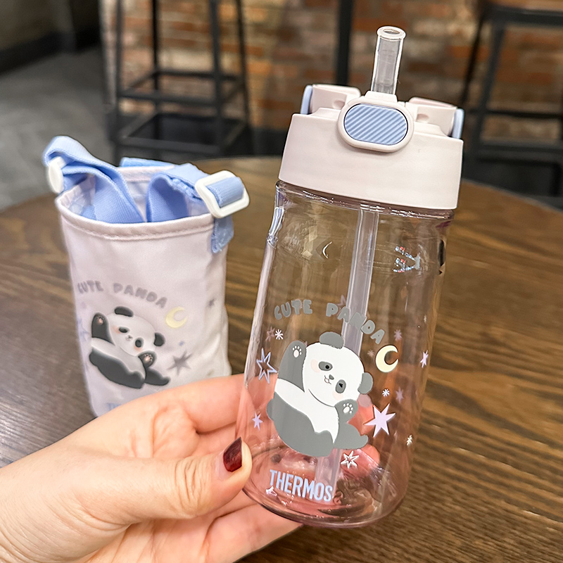 膳魔师儿童水杯熊猫乐园宝宝吸管杯tritan夏季喝水幼儿园便携新款
