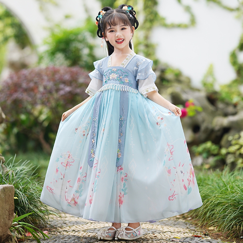 急速发货儿童汉服超仙夏季公主裙中国风古装刺绣唐装夏季甜美女童