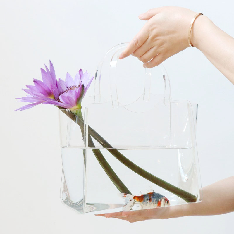 新品亚克力透明花瓶创意桌面生态鱼缸办公休闲怡情个性造型工厂直