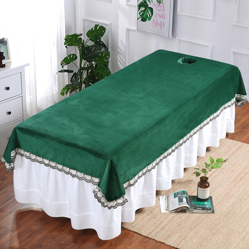 高档加厚美容床单水晶绒按摩理疗推拿美容会所床单带洞铺床专用