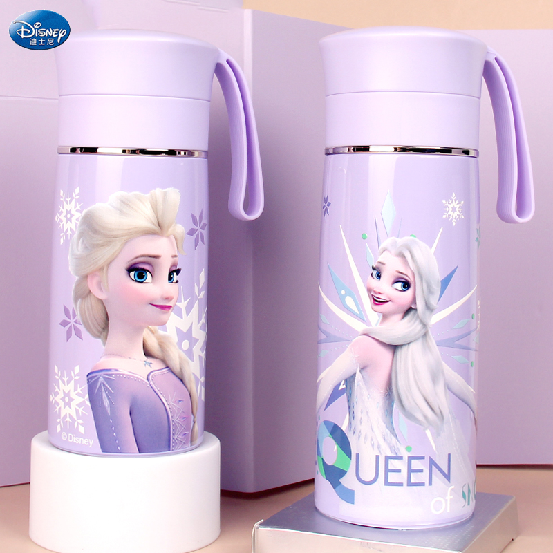 迪士尼冰雪奇缘女孩儿童保温杯304食品级学生专用便携直饮水壶