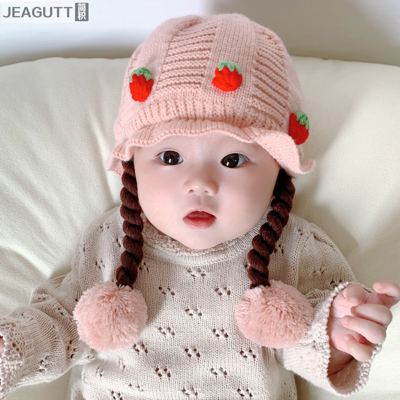 婴儿帽子秋冬季宝宝护耳毛线针织可爱婴幼儿套头保暖超萌防风加厚