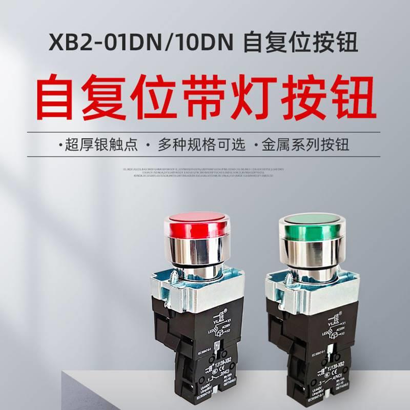 YJ19-XB2-10DN XB2-01DN带灯自复位点动按钮开关24V 220V