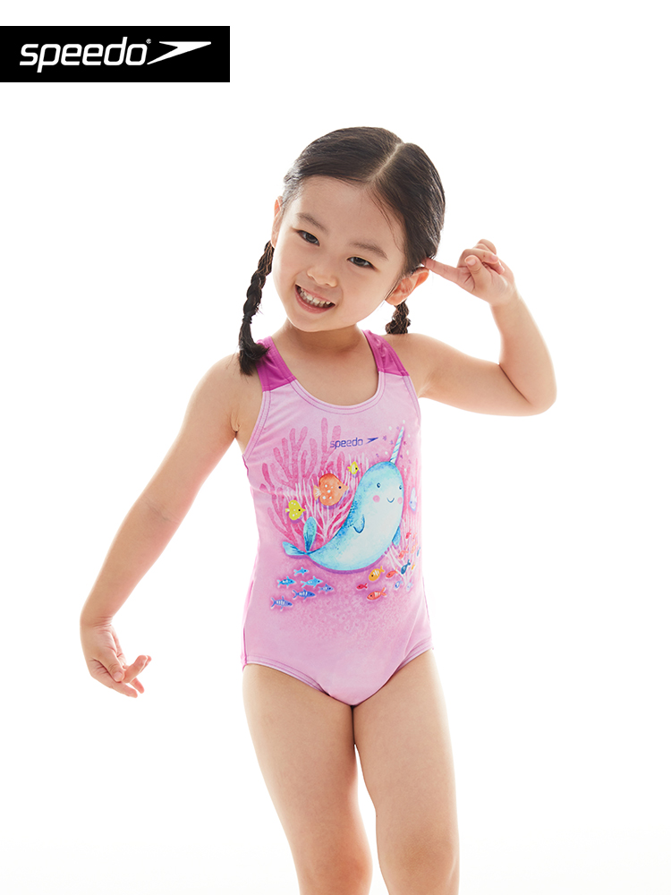 Speedo/速比涛儿童连体泳衣女婴幼儿2-6岁小童舒适柔软游泳衣新款