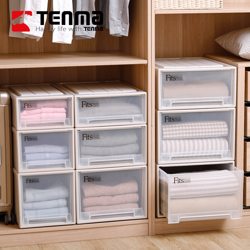 Tenma天马株式会社抽屉式收纳箱衣柜衣服储物整理箱透明收纳盒