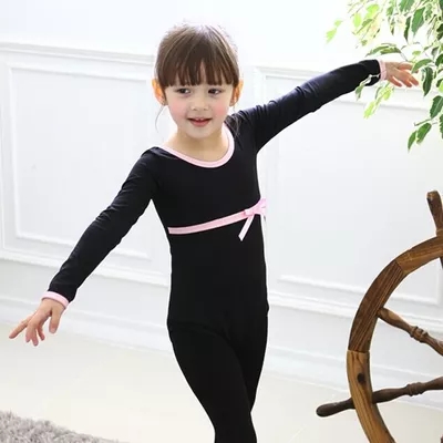韩国儿童舞蹈打底服少儿形体练功服女孩秋冬长袖考级跳舞芭蕾演出