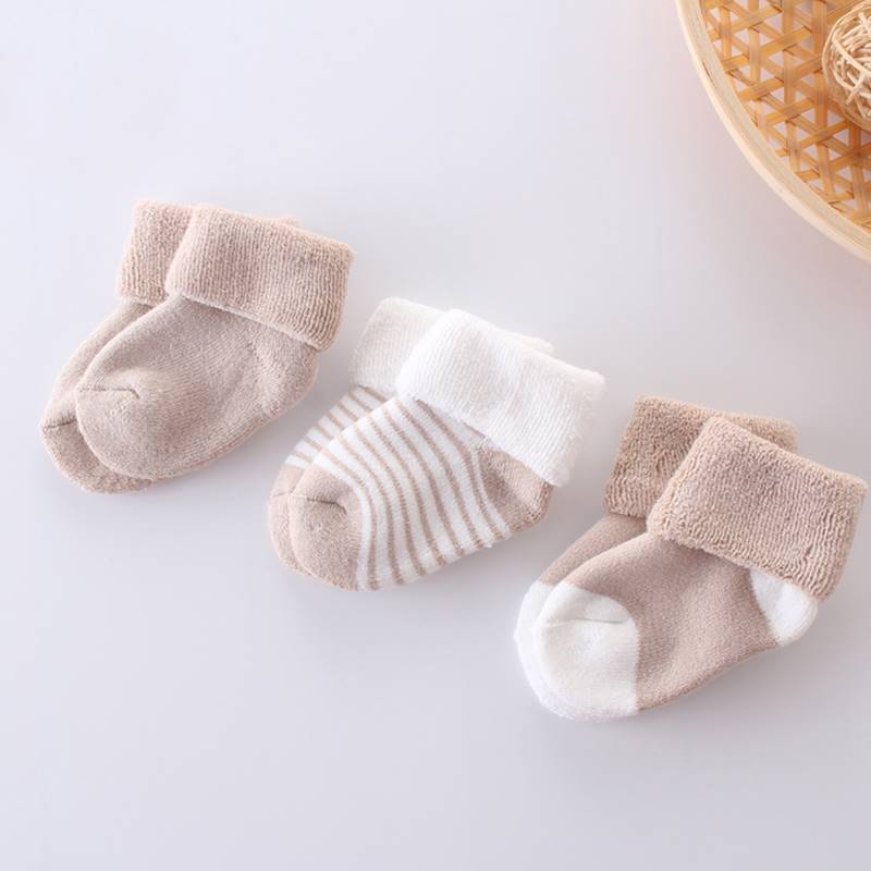 网红新生婴儿儿袜子0到3个月秋冬天季初生宝宝0一6月1岁胎袜纯棉